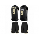 Men's Nike New Orleans Saints #9 Drew Brees Limited Black Tank Top Suit NFL Jersey