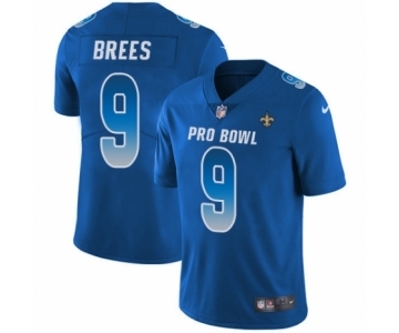 Men's Nike New Orleans Saints #9 Drew Brees Limited Royal Blue NFC 2019 Pro Bowl NFL Jersey