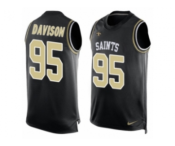 Men's Nike New Orleans Saints #95 Tyeler Davison Limited Black Player Name & Number Tank Top NFL Jersey