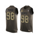 Men's Nike New Orleans Saints #98 Sheldon Rankins Limited Green Salute to Service Tank Top NFL Jersey