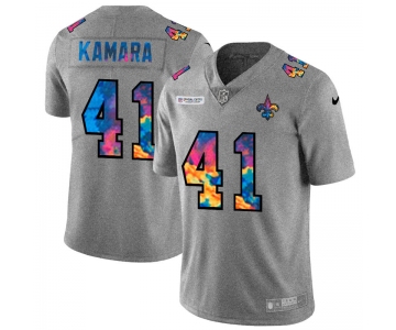 New Orleans Saints #41 Alvin Kamara Men's Nike Multi-Color 2020 NFL Crucial Catch NFL Jersey Greyheather