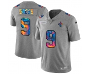 New Orleans Saints #9 Drew Brees Men's Nike Multi-Color 2020 NFL Crucial Catch NFL Jersey Greyheather