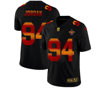 New Orleans Saints #94 Cameron Jordan Men's Black Nike Red Orange Stripe Vapor Limited NFL Jersey