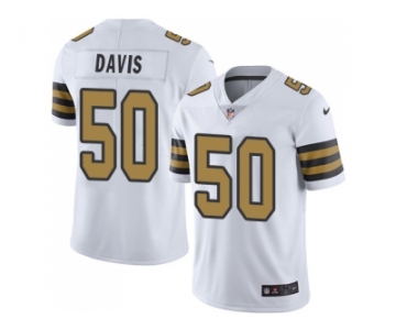 Nike New Orleans Saints #50 DeMario Davis White Men Stitched NFL Limited Rush Jersey