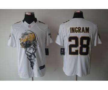 nike nfl jerseys new orleans saints #28 ingram white[helmet tri-blend limited]