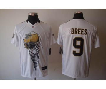 nike nfl jerseys new orleans saints #9 brees white[helmet tri-blend limited]