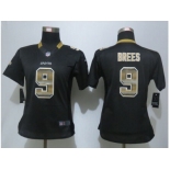 Women New Nike Orleans Saints #9 Brees Black Strobe Jerseys