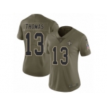 Women Nike New Orleans Saints #13 Michael Thomas Limited Olive 2017 Salute to Service NFL Jersey