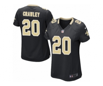 Women Nike New Orleans Saints #20 Ken Crawley Game Black Team Color NFL Jersey