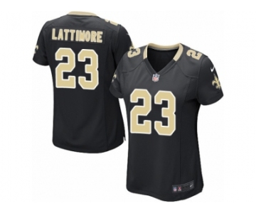 Women Nike New Orleans Saints #23 Marshon Lattimore Game Black Team Color NFL Jersey