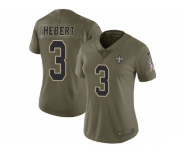 Women Nike New Orleans Saints #3 Bobby Hebert Limited Olive 2017 Salute to Service NFL Jersey