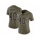 Women Nike New Orleans Saints #40 Delvin Breaux Limited Olive 2017 Salute to Service NFL Jersey