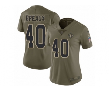 Women Nike New Orleans Saints #40 Delvin Breaux Limited Olive 2017 Salute to Service NFL Jersey