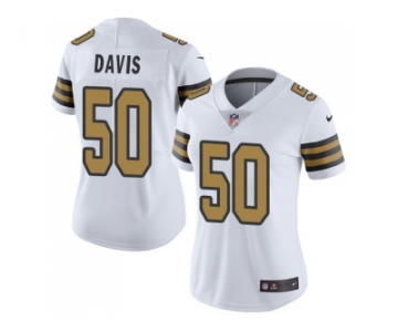 Women Nike New Orleans Saints #50 DeMario Davis White Stitched NFL Limited Rush Jersey