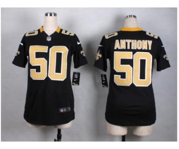 Women Nike New Orleans Saints #50 Stephone Anthony black jerseys