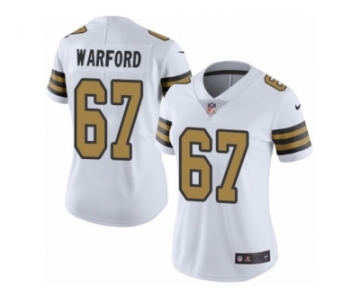 Women Nike New Orleans Saints #67 Larry Warford Limited White Rush Vapor Untouchable NFL Jersey