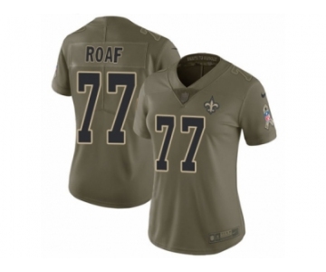 Women Nike New Orleans Saints #77 Willie Roaf Limited Olive 2017 Salute to Service NFL Jersey