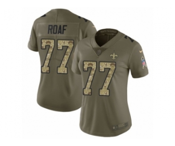 Women Nike New Orleans Saints #77 Willie Roaf Limited Olive Camo 2017 Salute to Service NFL Jersey