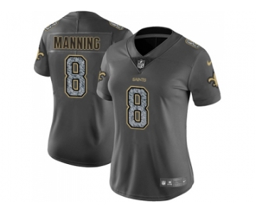 Women Nike New Orleans Saints #8 Archie Manning Gray Static NFL Vapor Untouchable Limited Jersey