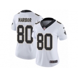 Women Nike New Orleans Saints #80 Clay Harbor White Vapor Untouchable Limited Player NFL Jersey