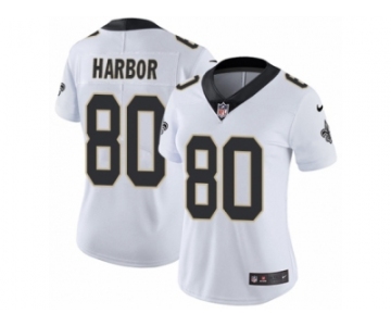 Women Nike New Orleans Saints #80 Clay Harbor White Vapor Untouchable Limited Player NFL Jersey