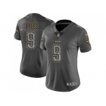 Women Nike New Orleans Saints #9 Drew Brees Gray Static NFL Vapor Untouchable Limited Jersey