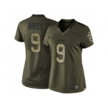 Women Nike New Orleans Saints #9 Drew Brees Green Stitched NFL Limited 2015 Salute to Service Jersey