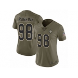 Women Nike New Orleans Saints #98 Sheldon Rankins Limited Olive 2017 Salute to Service NFL Jersey