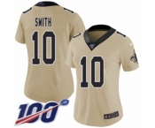 Women's New Orleans Saints #10 Tre'Quan Smith Limited Gold Inverted Legend 100th Season Football Jersey