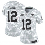 Women's New Orleans Saints #12 Chris Olave 2024 F.U.S.E Arctic Camo Salute To Service Limited Stitched Football Jersey