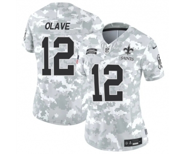 Women's New Orleans Saints #12 Chris Olave 2024 F.U.S.E Arctic Camo Salute To Service Limited Stitched Football Jersey