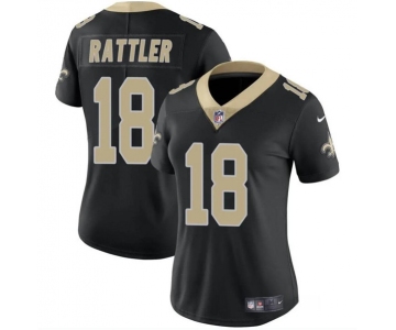 Women's New Orleans Saints #18 Spencer Rattler Black Vapor Stitched  Jersey