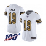 Women's New Orleans Saints #19 Ted Ginn Jr Limited White Rush Vapor Untouchable 100th Season Football Jersey