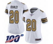 Women's New Orleans Saints #20 Ken Crawley Limited White Rush Vapor Untouchable 100th Season Football Jersey