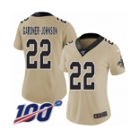 Women's New Orleans Saints #22 Chauncey Gardner-Johnson Limited Gold Inverted Legend 100th Season Football Jersey