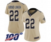 Women's New Orleans Saints #22 Chauncey Gardner-Johnson Limited Gold Inverted Legend 100th Season Football Jersey