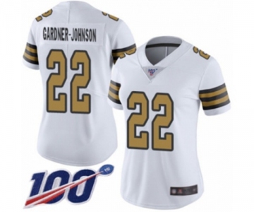 Women's New Orleans Saints #22 Chauncey Gardner-Johnson Limited White Rush Vapor Untouchable 100th Season Football Jersey