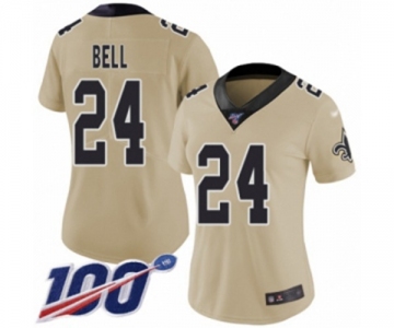 Women's New Orleans Saints #24 Vonn Bell Limited Gold Inverted Legend 100th Season Football Jersey