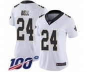 Women's New Orleans Saints #24 Vonn Bell White Vapor Untouchable Limited Player 100th Season Football Jersey