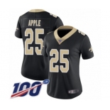 Women's New Orleans Saints #25 Eli Apple Black Team Color Vapor Untouchable Limited Player 100th Season Football Jersey