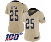 Women's New Orleans Saints #25 Eli Apple Limited Gold Inverted Legend 100th Season Football Jersey