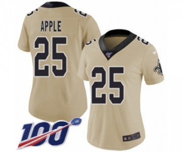 Women's New Orleans Saints #25 Eli Apple Limited Gold Inverted Legend 100th Season Football Jersey