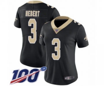 Women's New Orleans Saints #3 Bobby Hebert Black Team Color Vapor Untouchable Limited Player 100th Season Football Jersey