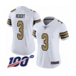 Women's New Orleans Saints #3 Bobby Hebert Limited White Rush Vapor Untouchable 100th Season Football Jersey