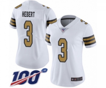 Women's New Orleans Saints #3 Bobby Hebert Limited White Rush Vapor Untouchable 100th Season Football Jersey