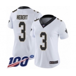 Women's New Orleans Saints #3 Bobby Hebert White Vapor Untouchable Limited Player 100th Season Football Jersey