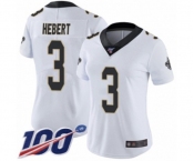 Women's New Orleans Saints #3 Bobby Hebert White Vapor Untouchable Limited Player 100th Season Football Jersey