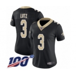 Women's New Orleans Saints #3 Wil Lutz Black Team Color Vapor Untouchable Limited Player 100th Season Football Jersey