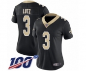 Women's New Orleans Saints #3 Wil Lutz Black Team Color Vapor Untouchable Limited Player 100th Season Football Jersey