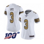 Women's New Orleans Saints #3 Wil Lutz Limited White Rush Vapor Untouchable 100th Season Football Jersey